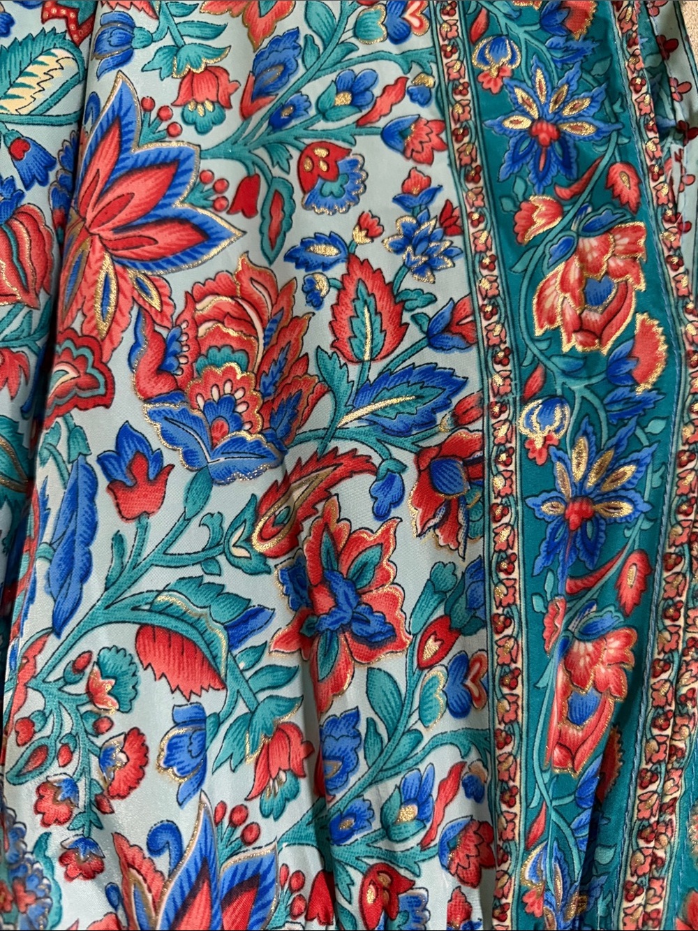 Boho Floral Midi Dress in Teal & Red - Picture 4 of 10